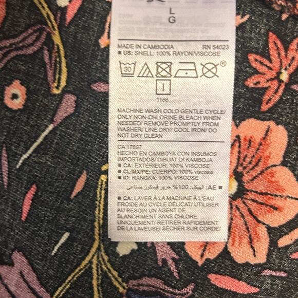 Old Navy Women Shift Dress L Black Abstract Floral Boho Cottagecore Whimsigoth - Picture 8 of 10